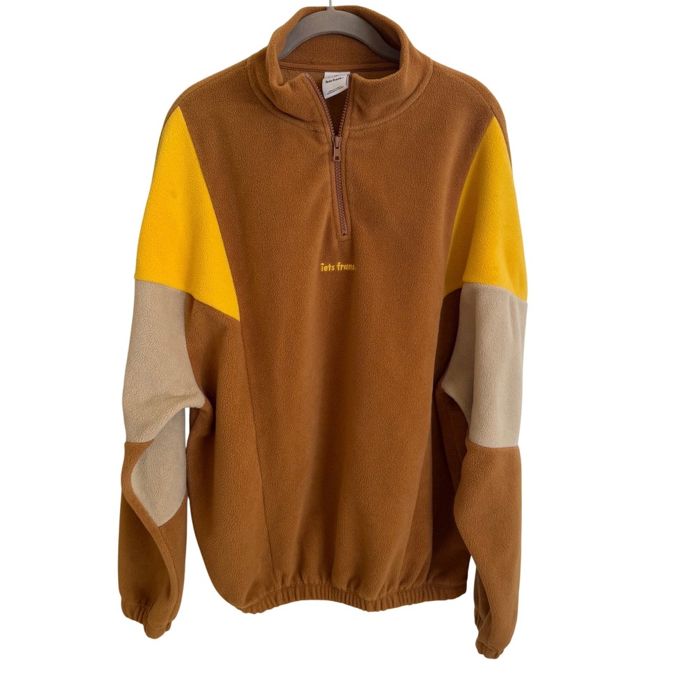 iets frans Urban Outfitters Mens Medium Colorblock Fleece Quarter Zip Pullover